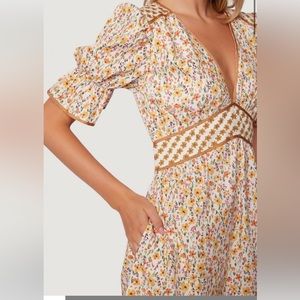 Lost + Wonder Fall Floral Midi Dress Ruffles Spring Sunrise